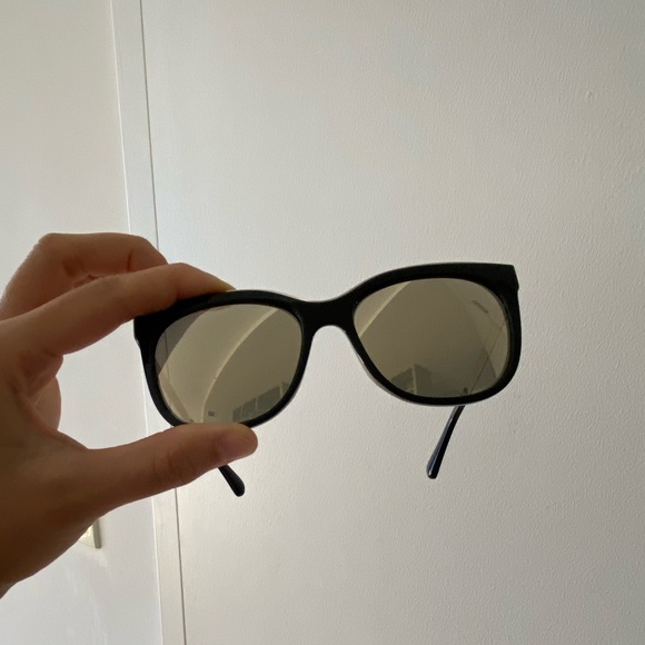 DVF Diane Von Furstenberg brown square cat eye sunglasses reflective main image 5